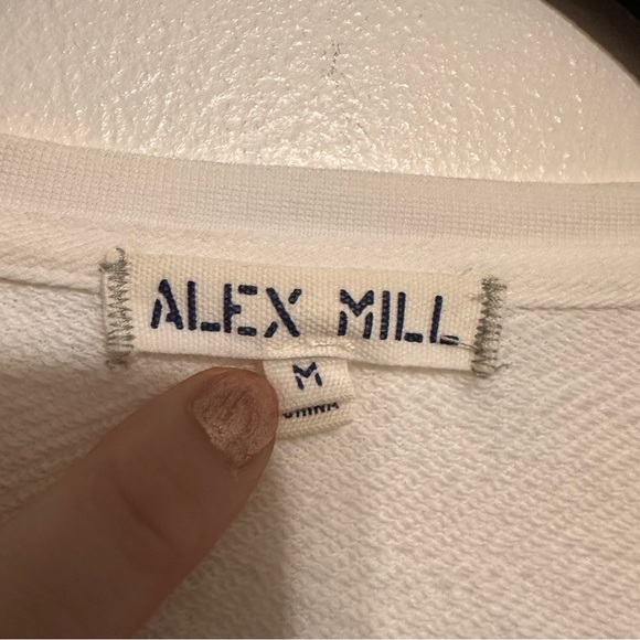 Alex Mills Cotton Pocket Long Sleeve Sweatshirt top size Medium White - Picture 3 of 5